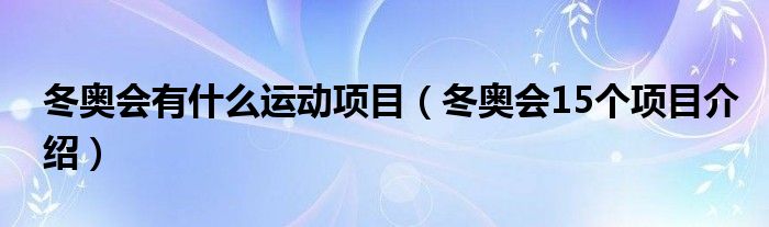 冬奥会有什么运动项目（冬奥会15个项目介绍）(图1)